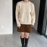 Women Winter Knitted Sweater round Neck Sweater Autumn and Winter Loose-Fitting Long Sleeve Sweater Q731