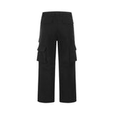 Men Sweatpants Multi-Pocket Cargo Pants Men's Straight Wide-Leg Pants Black Color & Pleats Pants Retro Loose Casual Pants