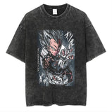 Anime cartoon dragon ball vintage wash print short sleeve t-shirt