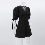Women Dress Dress Women's Autumn Simplicity Loose Puff Sleeves A- line Skirt