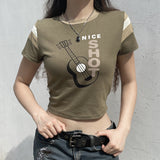 Women T-shirt O-neck Short Top Casual Cropped T-shirt