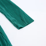 Women Dress Spring round Neck Pleated Long Sleeve Dress Sheath Dress