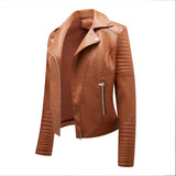 Red Leather Jacket Short Spring and Autumn Leather Slim Lapel Motorcycle Clothing