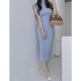 Women Dresses Turtleneck Sleeveless Midi Dress Split Dress