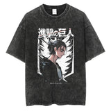 2024 Japanese Anime Graphic T Shirt Black Washed T-Shirt