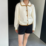 Women Cardigan Sweater Winter Cardigan Lapel Loose Button Sweater X3057