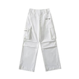 Women Sweatpants Multi-Pocket Cargo Pants Fall Loose-Fitting Wide-Leg Trousers