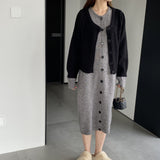 Women Knitted Two-Piece Set Knitted Cardigan Vest Skirt Two-Piece Set A3120
