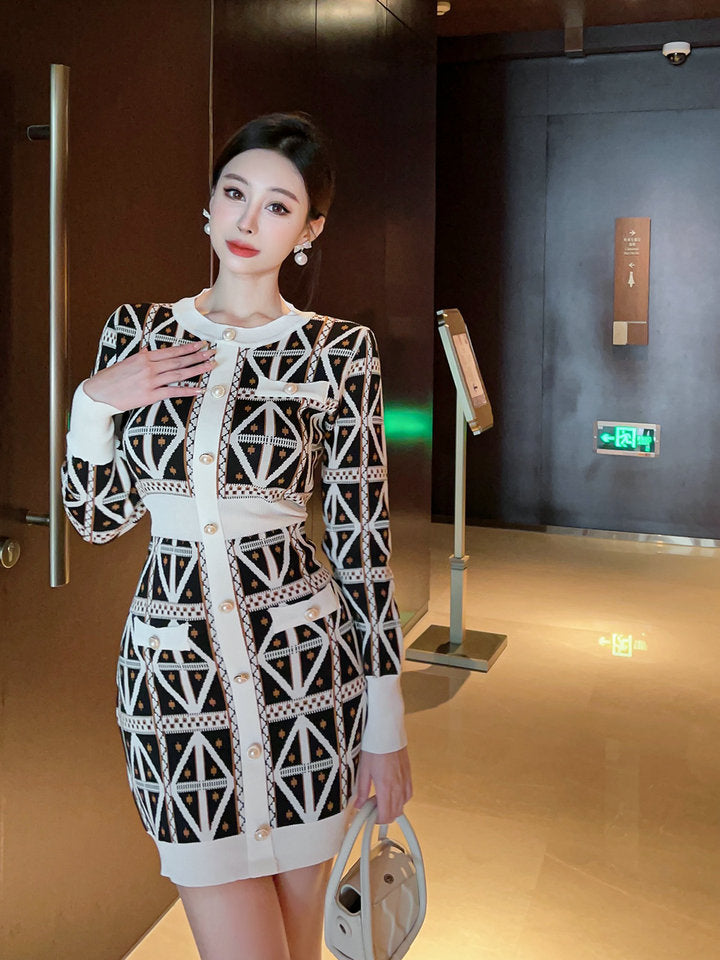 Women Maxi Dress Classic Style Knitted Dress