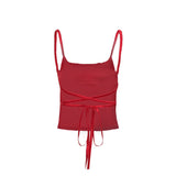 Women Tops Spring Slim-Fitting Suspenders Vest Sexy Backless Bow Top