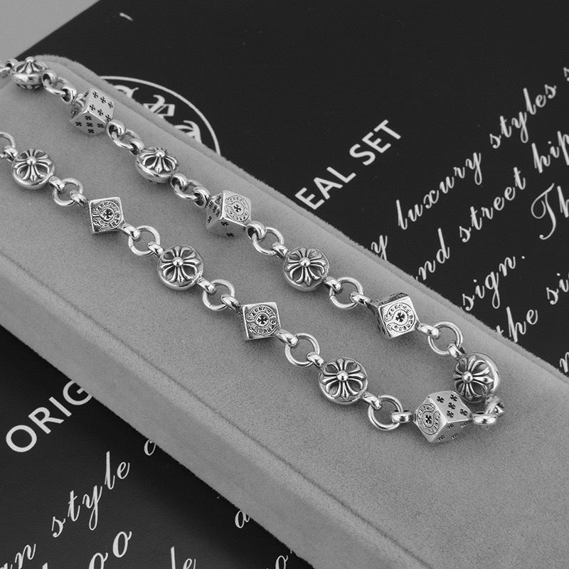 Chrome Hearts Necklace Dice Cross Vintage Cross Flower Men's and Women's Necklaces