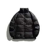 Unisex Winter Cotton Coat Stand-up Collar down Jacket Vintage Zipper Pocket down Jacket