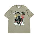 Men T Shirt Summer Devil Cartoon Printed Short Sleeve T-shirt Oversize