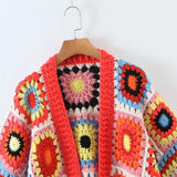 Women Sweater Knitwear Autumn and Winter Plaid Loose Knitted Cardigan Sweater