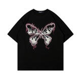 Men T Shirt Butterfly Graffiti Paste Cloth Embroidery Short Sleeve T-shirt