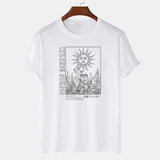 Celestial Sun Floral Print T-Shirts Female Vintage Boho