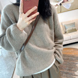 Women Knitwear Autumn and Winter round Neck Fil-Lumiere Knitwear Loose Sweater