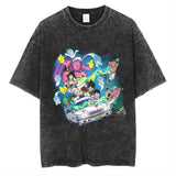 Anime cartoon dragon ball vintage wash print short sleeve t-shirt