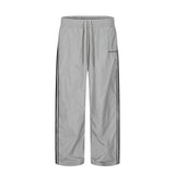 Men Sweatpants Side Striped Casual Sports Pants Loose Straight Wide-Leg Pants Trousers