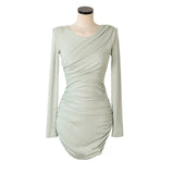 Women Dresses round Neck Dress Long Sleeve Autumn and Winter Sheath Sexy