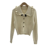 Women Knitted Cardigan Spring Single-Breasted Lapel Knitted Cardigan