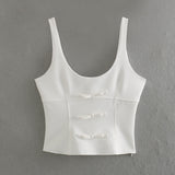 Women Tops Summer Bow Top Backless Sexy Vest