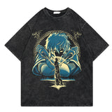 VINLAND SAGA Washed Vintage T-Shirt Street Casual Summer Short Sleeve