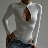 Women Jumpsuit Spring Sexy Turtleneck Hollow-out Long Sleeve Jumpsuit
