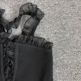 Women Evening Dress V Lace Bow Bandage One-Piece Dress