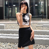 Women T-shirt Summer round Neck Pullover Sleeveless Portrait Top Vest