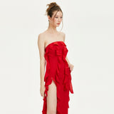 Women Dresses Sexy Dress High Red Dress Skirt (Zns0409)