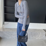 Women Cardigan Sweater Autumn Sweater Cardigan Women Coat Slim Striped Polp Collar Knitted Bottoming Shirt 8t7297