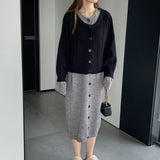 Women Knitted Two-Piece Set Knitted Cardigan Vest Skirt Two-Piece Set A3120