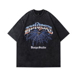 Men T Shirt Vintage Distressed Small Neckline Short Sleeve T-shirt