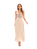 Women's Evening Gown Sexy Backless Chiffon Stitching Sequins Dress Evening Dress