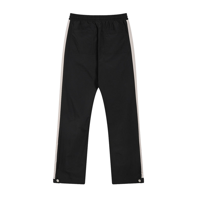 Men Sweatpants Side Patchwork Assorted Colors Casual Pants Men's Baggy Pants-Foot Zipper Slit Straight-Leg Trousers