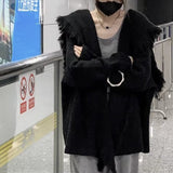 Women Knitwear Autumn Winter Retro Tassel Sweater Loose Knitted Cardigan