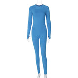 Women Jumpsuit Spring Slim-Fitting round Neck Long Sleeve Jumpsuit