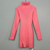 Women Dresses Turtleneck Dress Slim Fit Hip Skirt Knitted Dress
