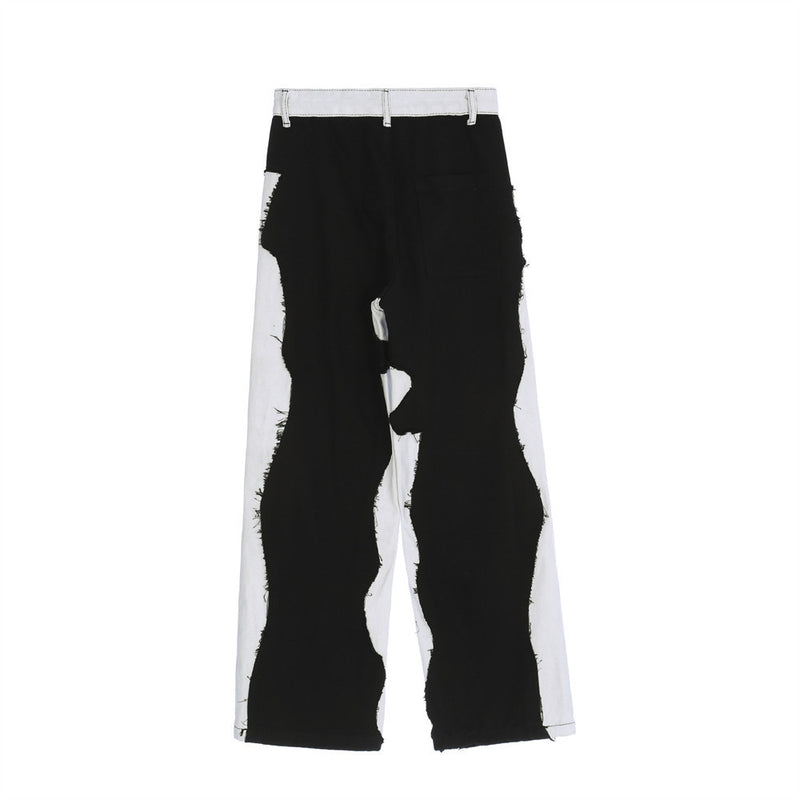 Men Sweatpants Casual Pants Loose Straight Contrast Color Trousers