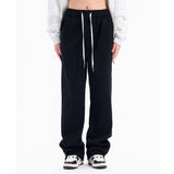 Men Sweatpants Pocket Wings Embroidered Straight Zipper Slit Jeans