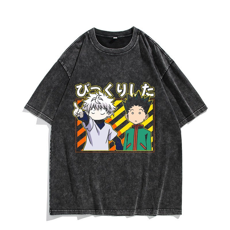 Full-time hunter anime T-shirt short sleeve summer wash do old loose