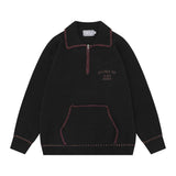 Unisex Sweater Autumn Polo Collar Embroidered Sweater