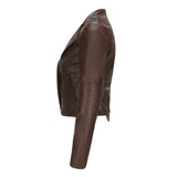 Red Leather Jacket Spring and Autumn Leather Women's Rivet Coat Zipper Leather Jacket