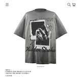 American vintage street T-shirt pure cotton retro men's and women's summer loose