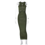 Women Dresses Summer Hollow Slim round Neck Sleeveless Dress