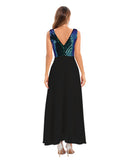 Women's Evening Gown Sexy Backless Chiffon Stitching Sequins Dress Evening Dress