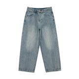 Men Jeans Straight Jeans Men's and Women's Retro Loose Wide Leg Denim Trousers