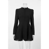 Women Dress Lace Dress Spring round Neck A- line Skirt