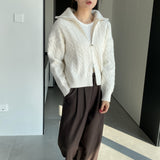 Women Cardigan Sweater Autumn Sweater Cardigan Zipper Turn-down Collar Coat Q625